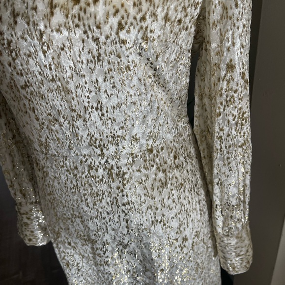 Tahari evening midi dress gold white velvet - Picture 5 of 5